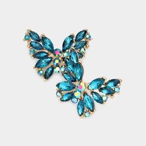 Crystal stone butterfly earrings